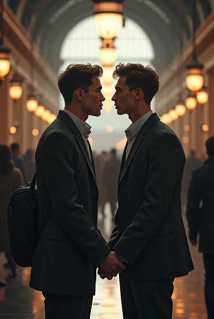 An image for a novel where two men separate for university reasons