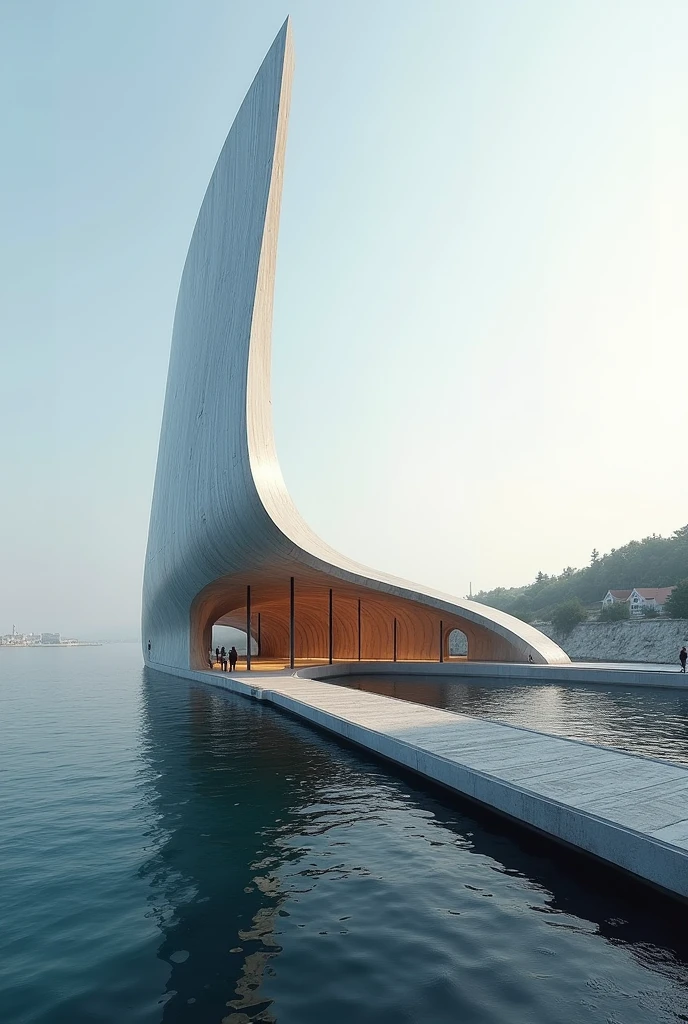 Architectural design of oar-shaped wharf
