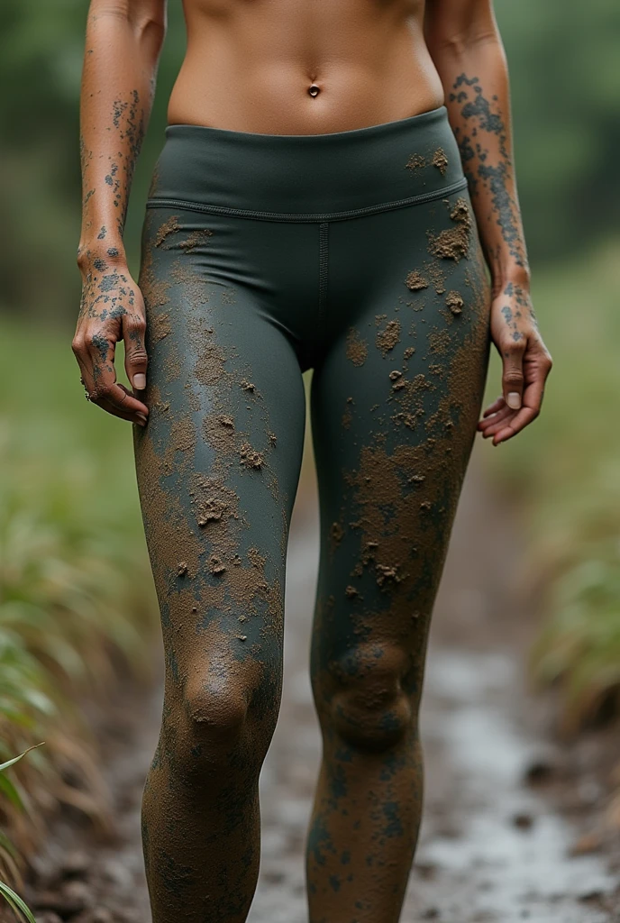 Muddy in leggings Lycra