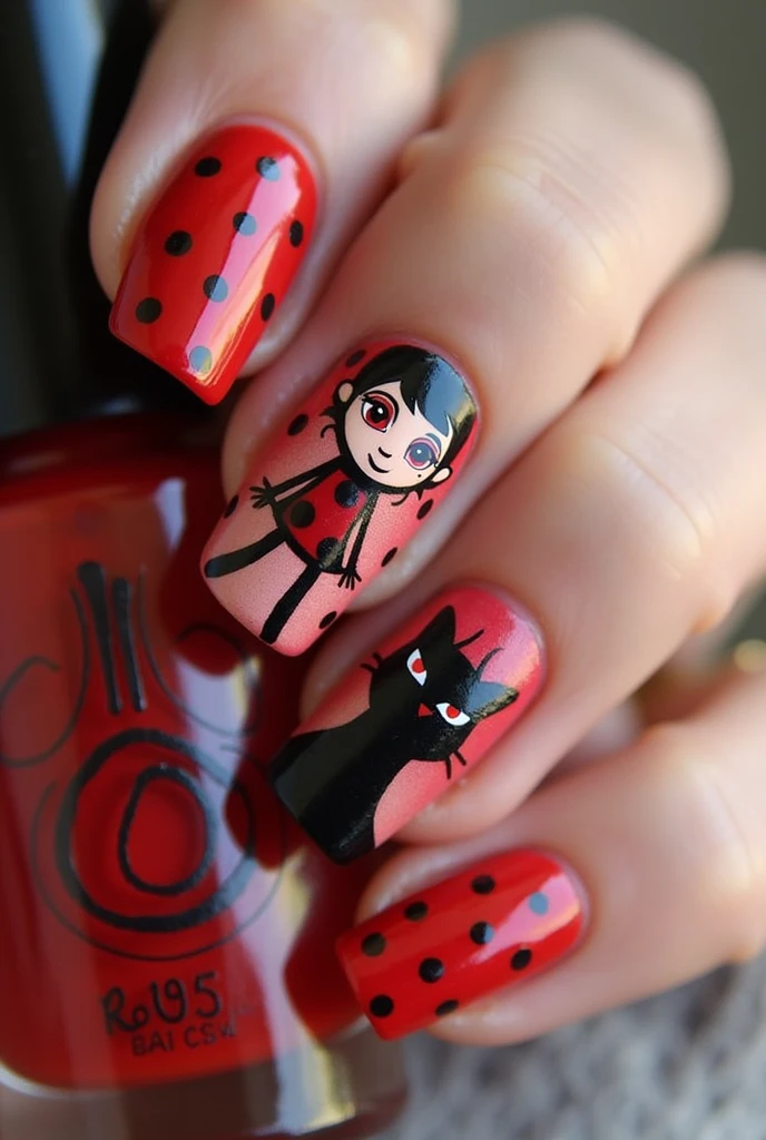 nails.nails postisas con temática de miraculous las aventuras de ladybug 
