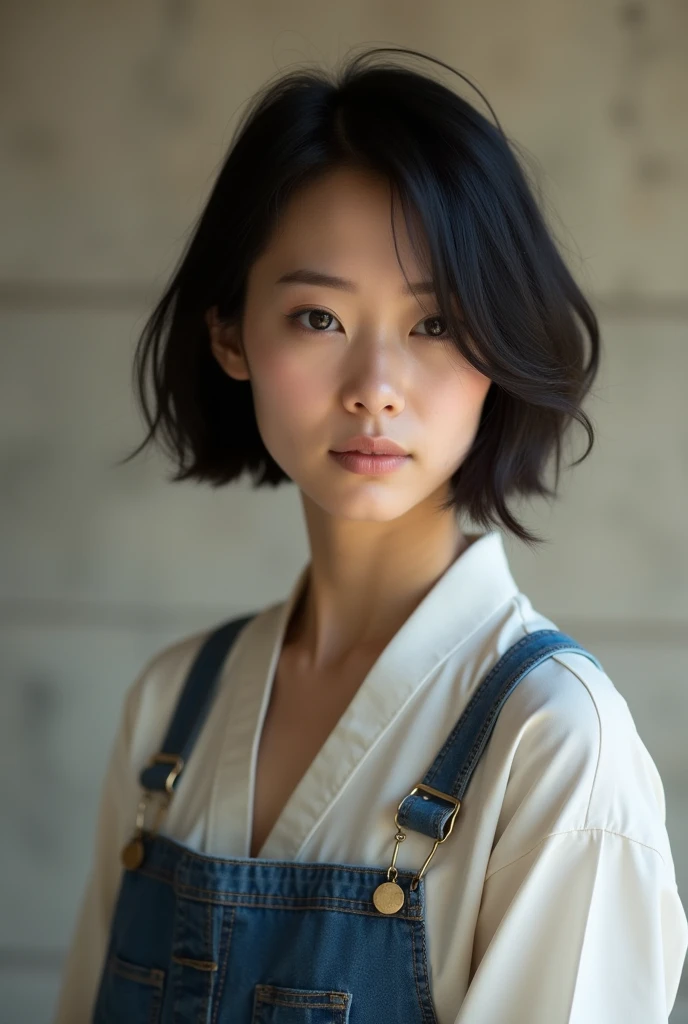 Woman with very short hair,Japanese,squatt,Kale