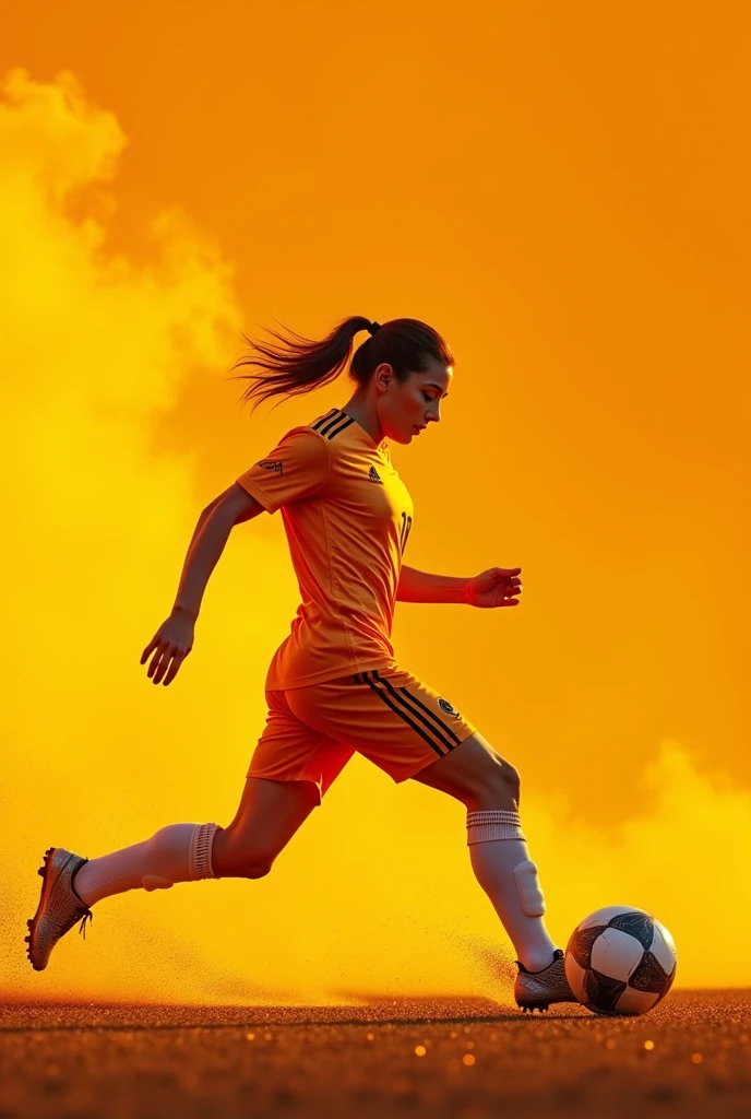 Advertising background (With a football theme). It has to have colors like golden orange and silver. As an example, some player kicking a ball
