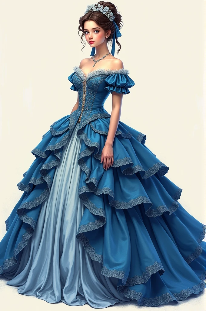 I created a full body image of a girl in a very pompous blue dress