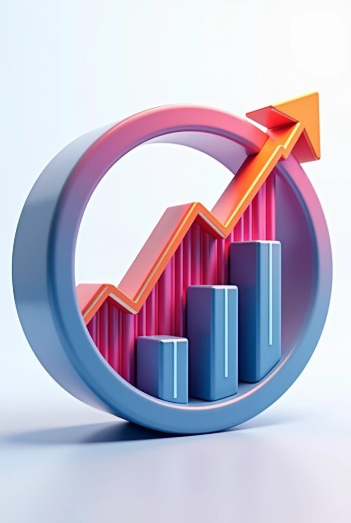 A application icon in circle 3D shape for with a investiment graph with colors