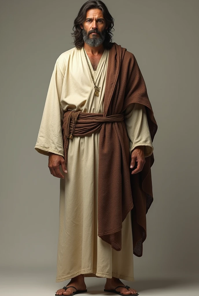 (fotorrealism:1.2), A man from the time of Jesus , de corpo inteiro, looking at the camera in typical clothes of the apostles of Jesus