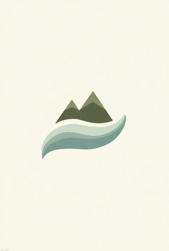Create a simple logo for a personal brand that combines a stylized mountain with a soft wave and a subtle brush stroke. Use a neutral color palette (white, beige, negro, olive green, soft blue).
Add a phrase below using a sans-serif font style, what say "Travel with Pame"