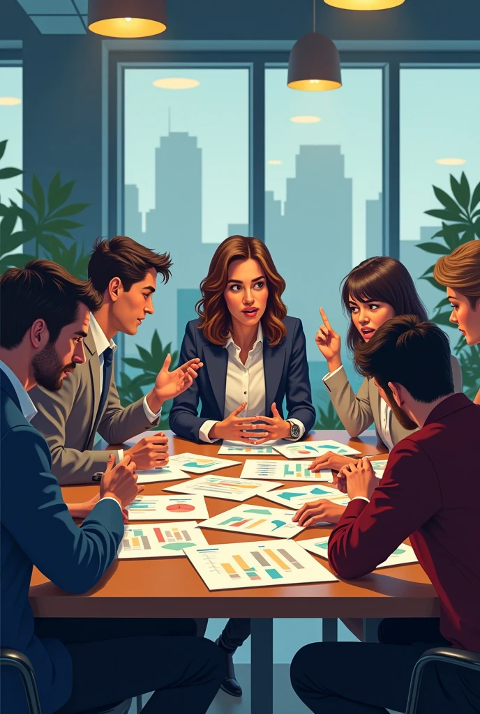 marketing group with stress problems
