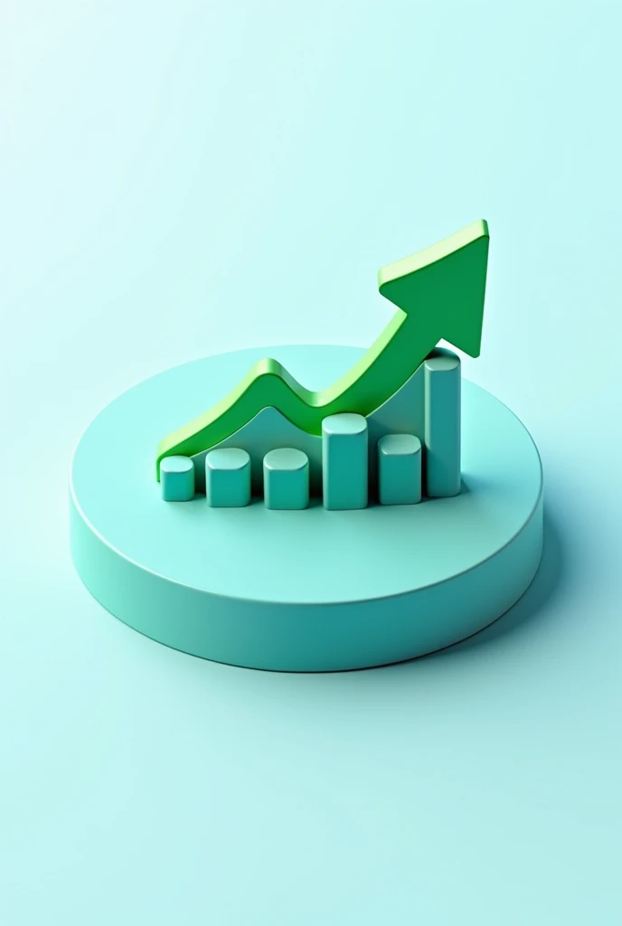 A application icon in circle 3D shape for with a investiment graph with bars and a green Arrow