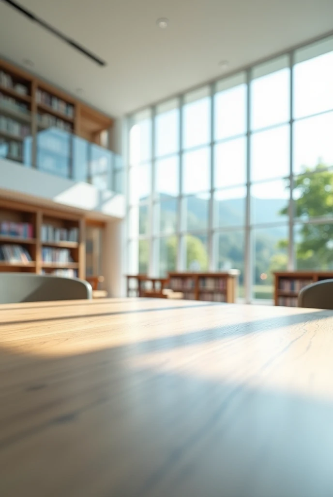 Empty modern university library study table
