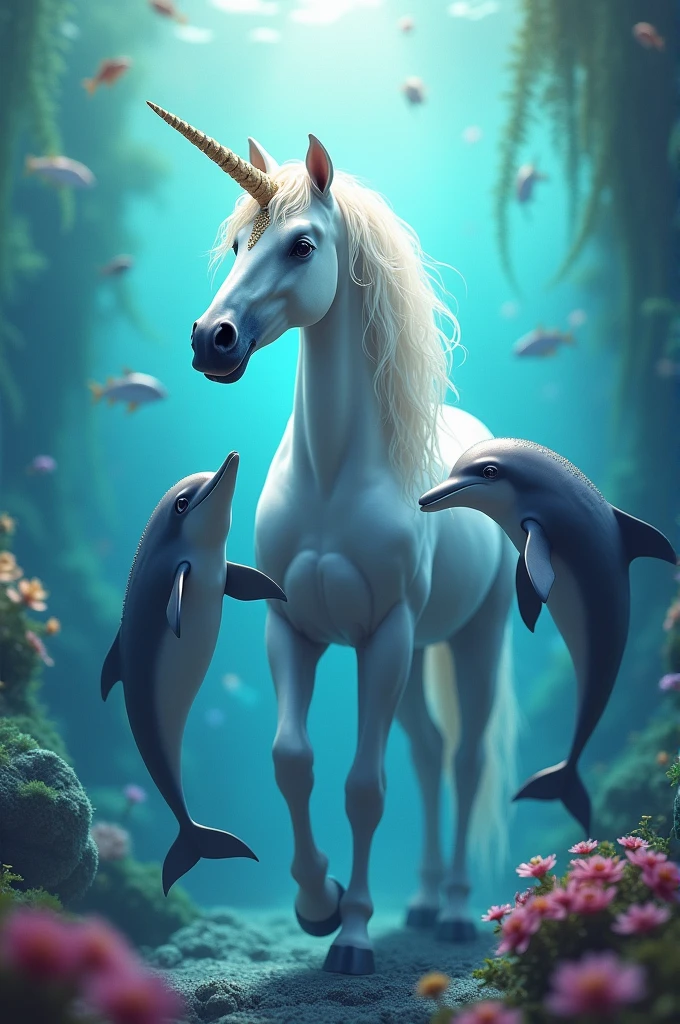 Unicorn with 2 dolphins 