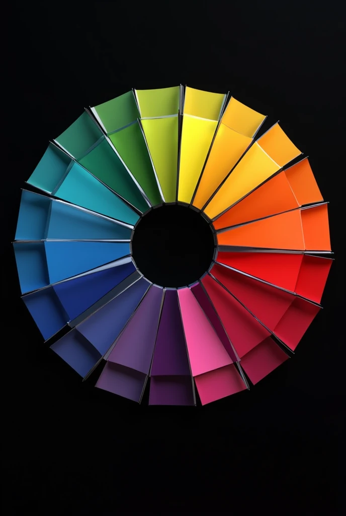 Generate a color wheel photo from a color palette on a black minimalist background