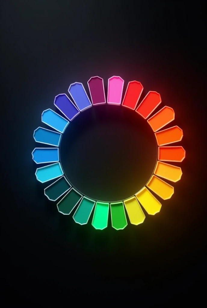 Generate a color wheel photo from a color palette on a black minimalist background