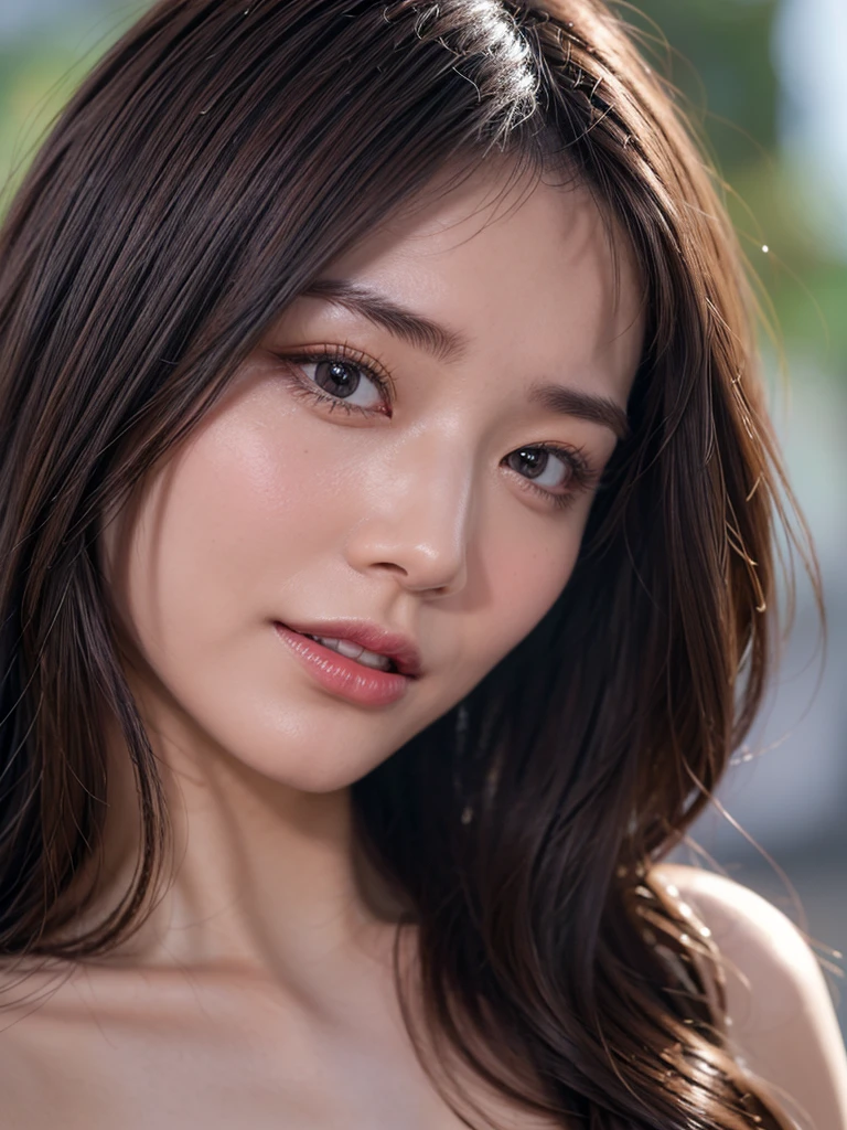((Masterpiece:1.2)), ((Best Quality)), ((Ultra-high resolution, UHD)), ((High-resolution RAW color photos)), ((Professional photos, Extremely detailed photo, Sharp focus:1.2)), ((ultra realistic)), Photoshoot, Studio, ((Contour light)), (The game of lights and shadows), depth of field, Perfect Lighting, Detailed Lighting, Dramatic shadows, Ray tracing,
(((accurate anatomy))), ((best anatomy hands)), ((best anatomy eyes, Very Detailed eyes, Double eyelids, looking at viewer)), ((Beautifully detailed lips)), ((Perfect Texture Hair: 1.2)), ((Extremely delicate face, Very detailed facial skin texture, Glowing Skin, Glossy skin)), (Natural makeup:0.8),
((intricate)), ((Very detailed)), (do not go beyond the edges of the image:1.65), (rating:safe),
((Face photo)),
((close-up camera)), ((Dynamic Angle, Eye-Level)),
Create a hyper-realistic close-up portrait capturing the exquisite details of a woman's face, Pay meticulous attention to realism, Highlight the soft, natural variations in skin tones,
((shows the details of the facial skin texture), (Special attention to facial texture details:0.6)), (pores:0.1), (wrinkles:0.2), (Romantic atmosphere of the setting, Color range : Geradine, Old rose and Purple Tones),
1 picture, 1 girl, (gentle smile),
art by luis royo Nicoletta Ceccoli Yvonne Coomber bones, gemstone watercolor painting, Jean-Baptiste Monge style, bright, splash, rim lighting, lights, magic, fantasy, digital art, wlop, artgerm and james jean wonderful girl, fantastic face, caucasian, beautiful look, detailed dress in detailed hair, ultra focus, face ilumined, face detailed, 8k resolution, painted, dry brush, brush strokes, razumov style and garmash style Portrait of wonderful woman, boho style, casual outfit, boho palette, pony tail, softl smile, the free spirit, the bohemian, EType 4w5, sun rays, detailed facial features, detailed eyes, mcqueen, minimalizm, hasselblad h6d-100c She looks pretty, movie scene, perfect face, perfect symmet