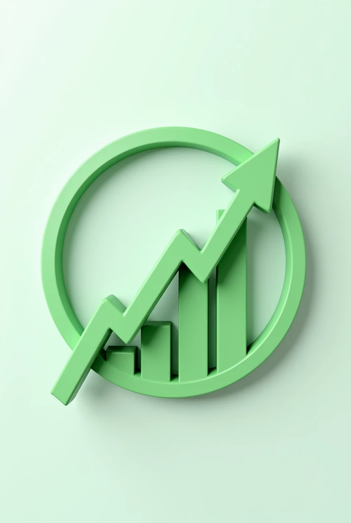 A 3D application icon in circle border shape with a investiment graph with bars and a green Arrow