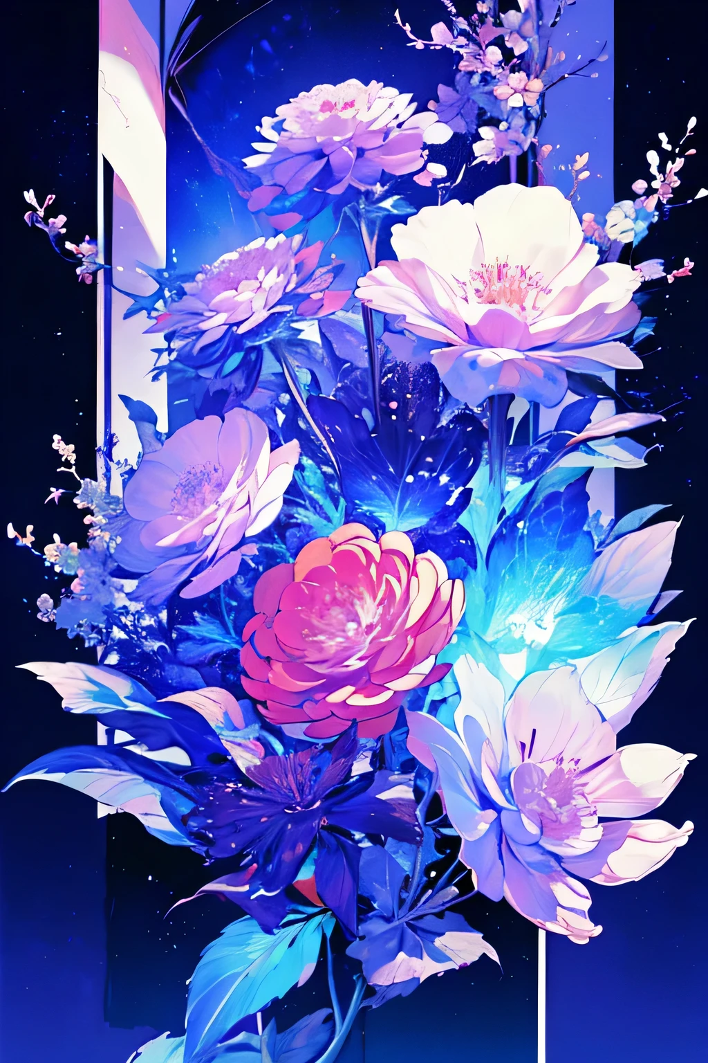 Universe with stars，Star Big Bang，Energy sphere，Glass flowers，Chinese Dragon, There is no one here