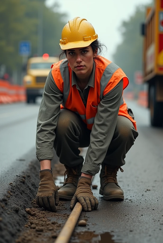 Man or woman road work