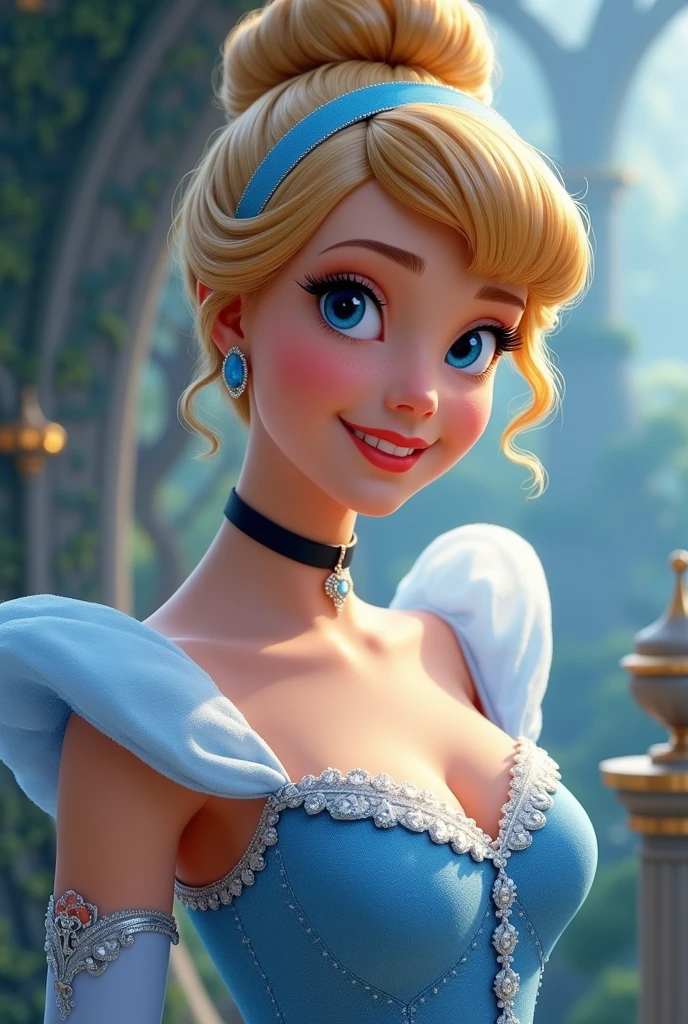 Cinderella、Close-up of a woman in a dress and gloves taking a photo, Disney Art Style, Beautiful character, Disney-inspired art, Very detailedアート、Disney Princesses、whole body、(masterpiece:1.2), (Highest quality), (Super detailed), (8k, 4K, Complex),(Half Body:1.2),(cowboy:1.2),(Very detailed:1.2),(Detailed face:1.2), (Detailed Background),(Portraiture),Detailed landscape,  One girl, alone, smile、whole body、Front upright、