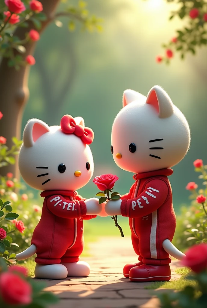 Hello Kitty receives a rose from Gasly
