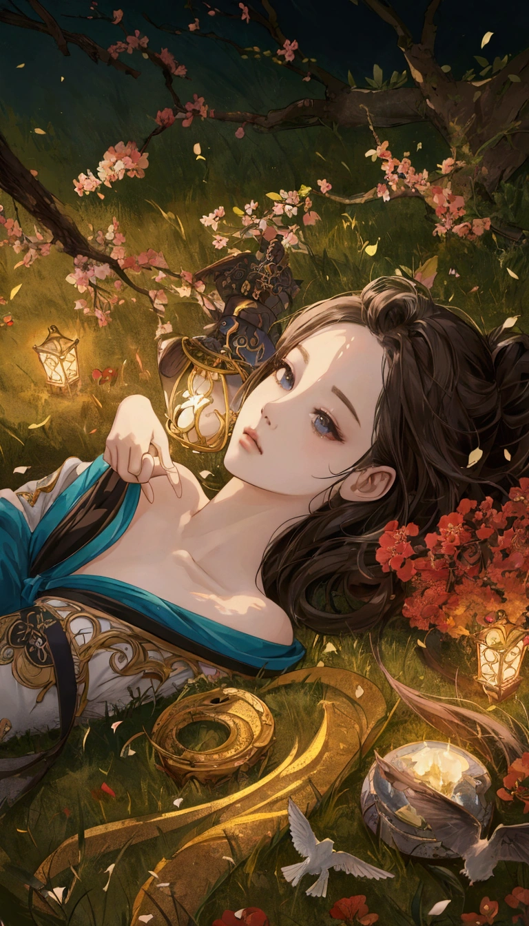 There was a girl lying on the grass,there is a bird next to it。, Cute digital painting, Beautiful Numbers艺术work, beautiful Fantasy Art Portrait, Beautiful Numbers艺术, A beautiful artistic illustration, Beautiful digital illustrations, Lovely and detailed digital art, very Beautiful Numbers艺术, digital art fantasy art, Fantasy Art Portrait, Beautiful Numbers, Beautiful fantasy art, Gorgeous digital art, Fantasy digital art