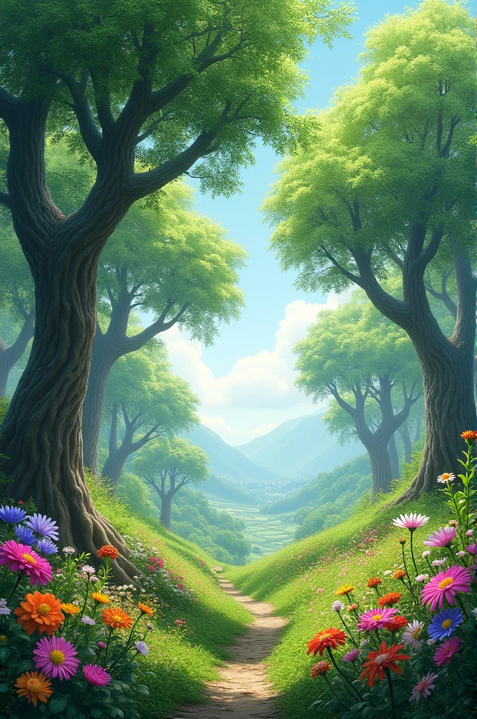 Trees, leaves, flowers