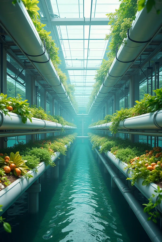 Create images of a company whose focus is aquaponics where fish are used to grow vegetables