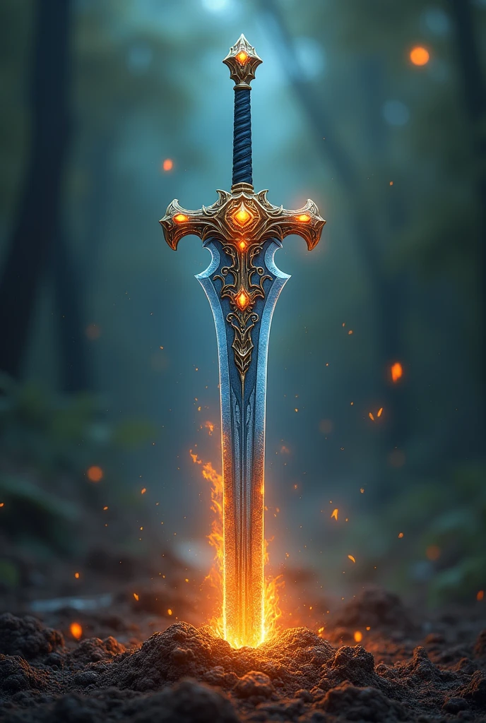 A sword with the power of the four elements can be stuck in the earth
