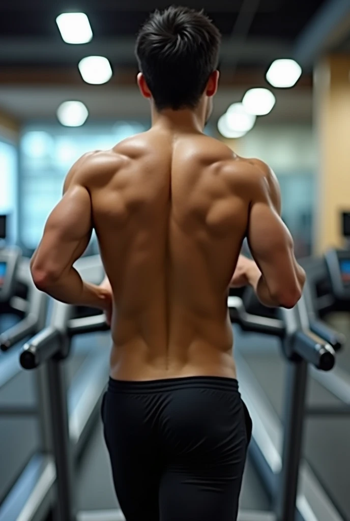 1boy、Photo Quality、Cute handsome man、Mash Hair、Japanese male, 、Completely naked、Full nudity、erection、Huge penis、Highest quality、Realistic、beautiful、Gym、Rear view of running on a treadmill、Completely naked、お尻丸出しのCompletely naked