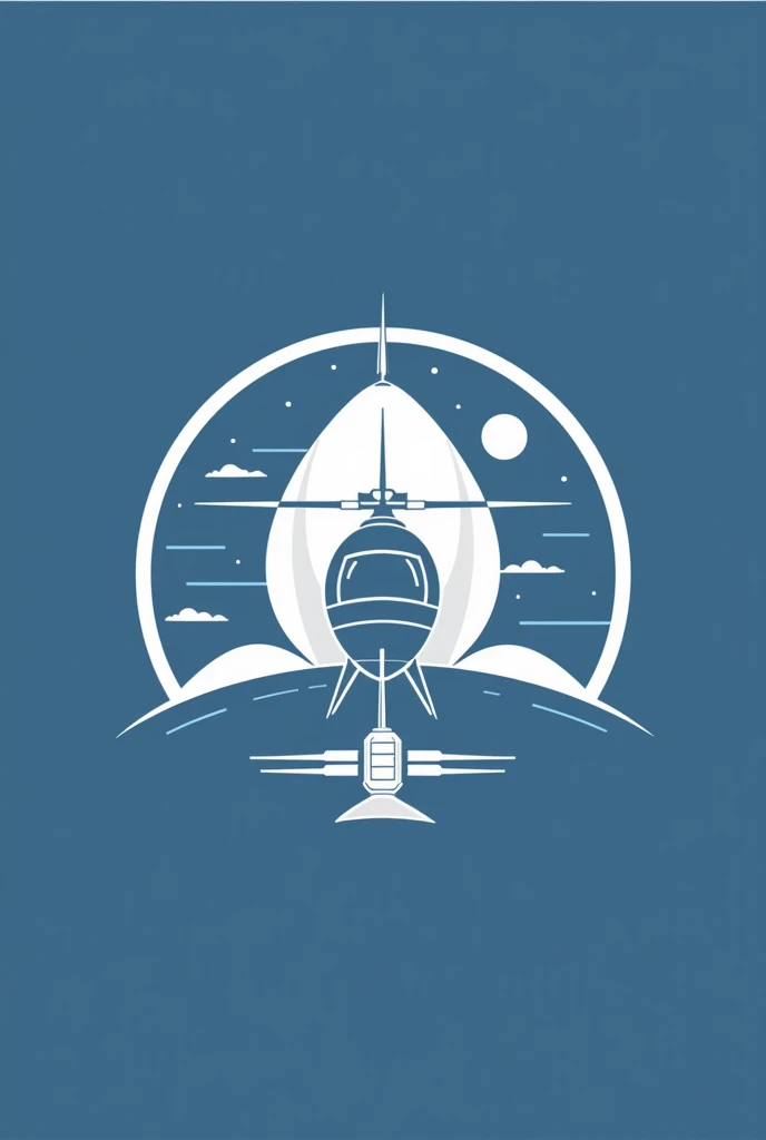 Please, Design a logo for a stratospheric mission involving a gondola that has a helicopter-like rotor as a recovery system in a stratospheric balloon. The design should convey a sense of exploration and adventure in the stratosphere. Includes elements that represent both the gondola and the balloon, and uses a color palette that suggests altitude and space, like shades of blue, White and grey. The logo must be modern, Eye-catching and suitable for use on promotional materials and mission equipment. There doesn't have to be a plane and the gondola is thought of in the simplest way with a rotor with a recovery system