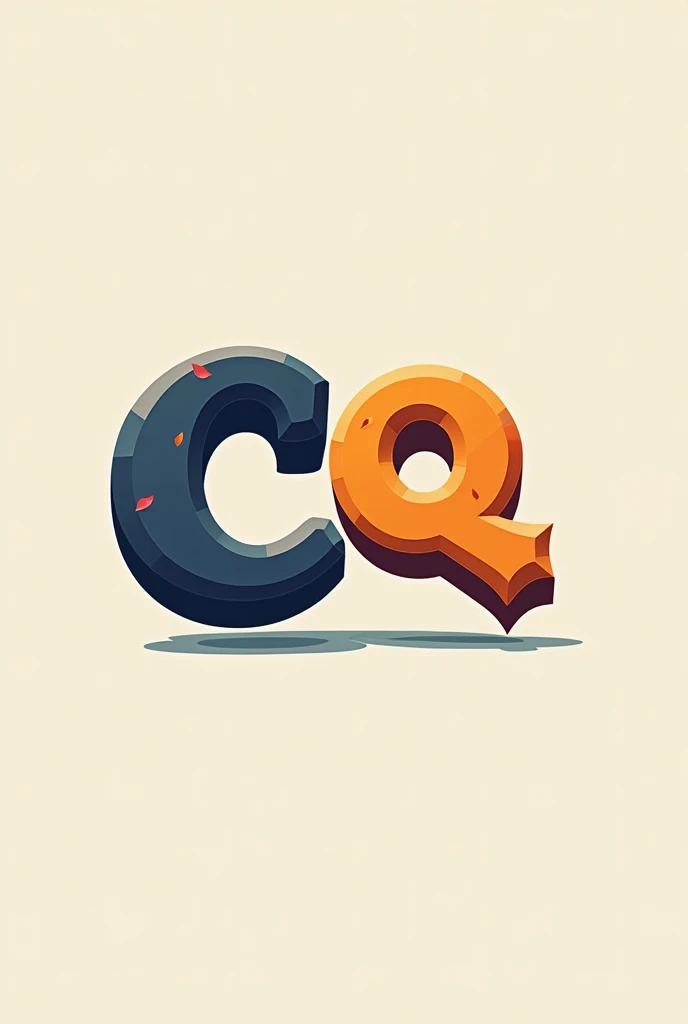Letters CQ from a logo for a game called ConjugaQuest, with large, bold letters with one letter in orange and the other in blue 