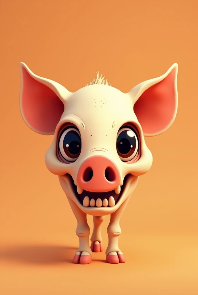 Generate me an animated pig skull image in a children's style in black and orange to use in a logo. Not spooky