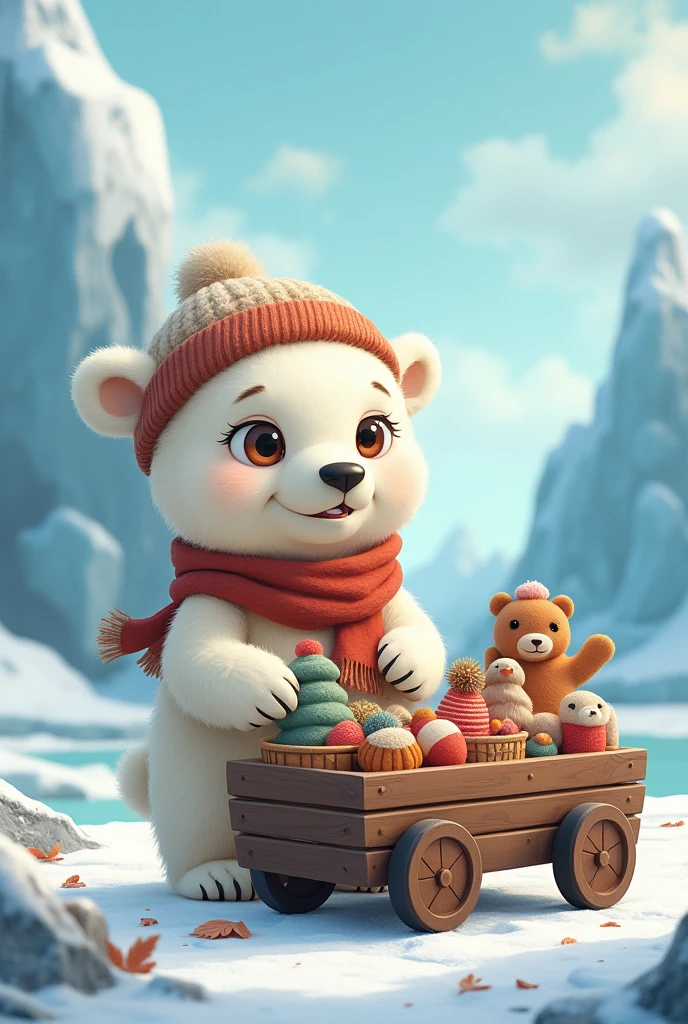 Little polar bear selling stuff 