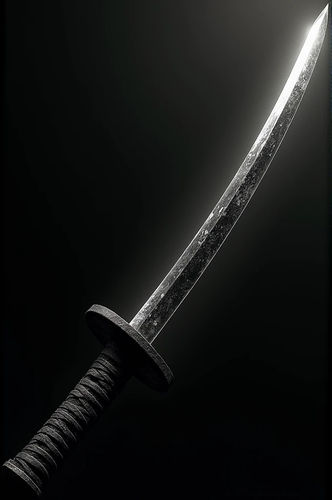 A black and white katana with perspective