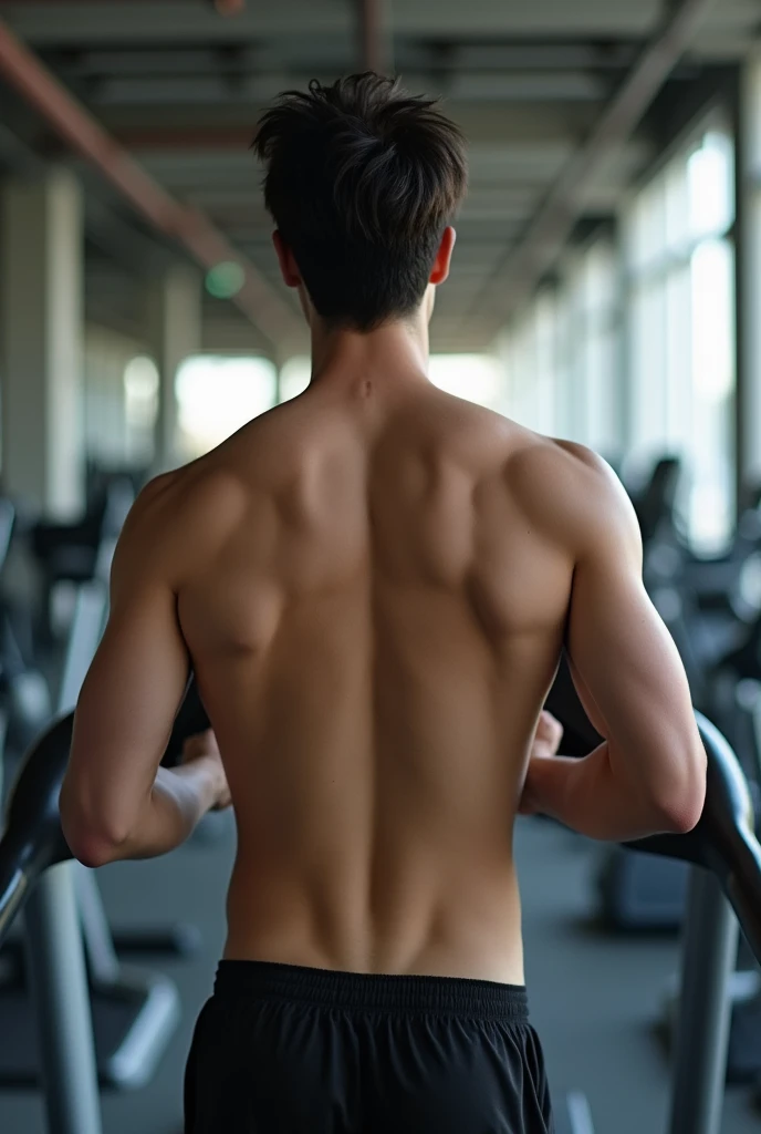 1boy、Photo Quality、Cute handsome man、Mash Hair、Japanese male, 、Completely naked、Full nudity、erection、Huge penis、Highest quality、Realistic、beautiful、Gym、Rear view of running on a treadmill、Completely naked、お尻丸出しのCompletely naked、Naked