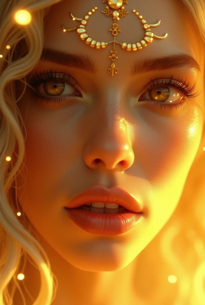 Close-up of the golden goddess&#39; face