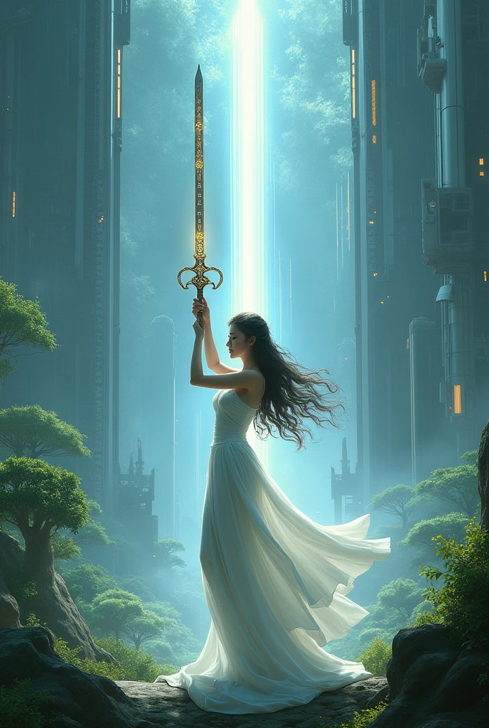 The Divine Sword is very powerful. The sword is beautiful. Thailand in the future. Beautiful girl.