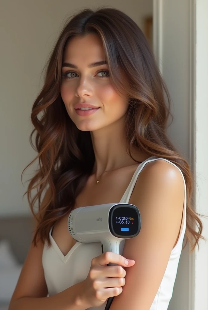 Hair dryer for women with a smartwatch-type touch screen that does not make noise while drying your hair and can put on my playlist to listen to Spootify
