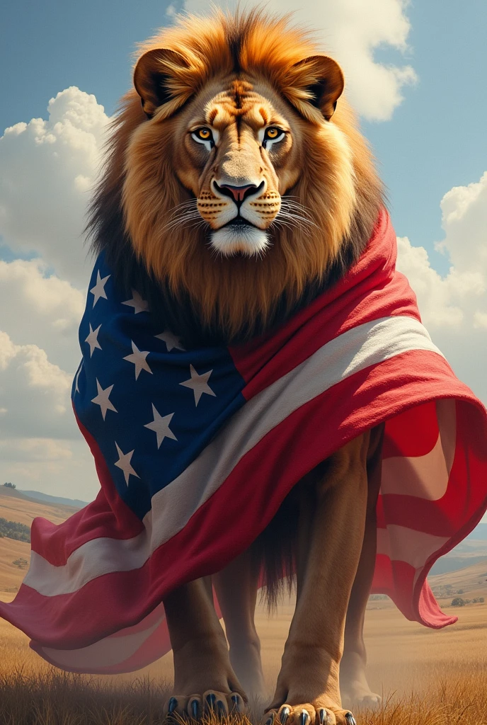 America flag on lion