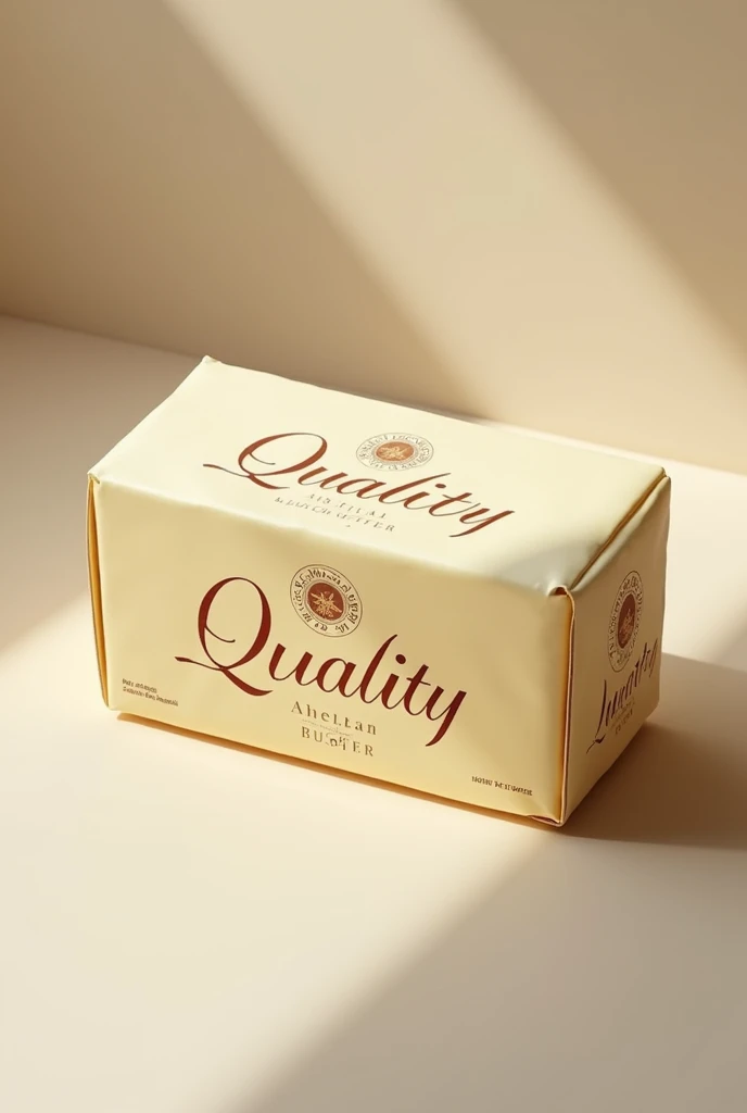 Create a butter packaging with the name quality