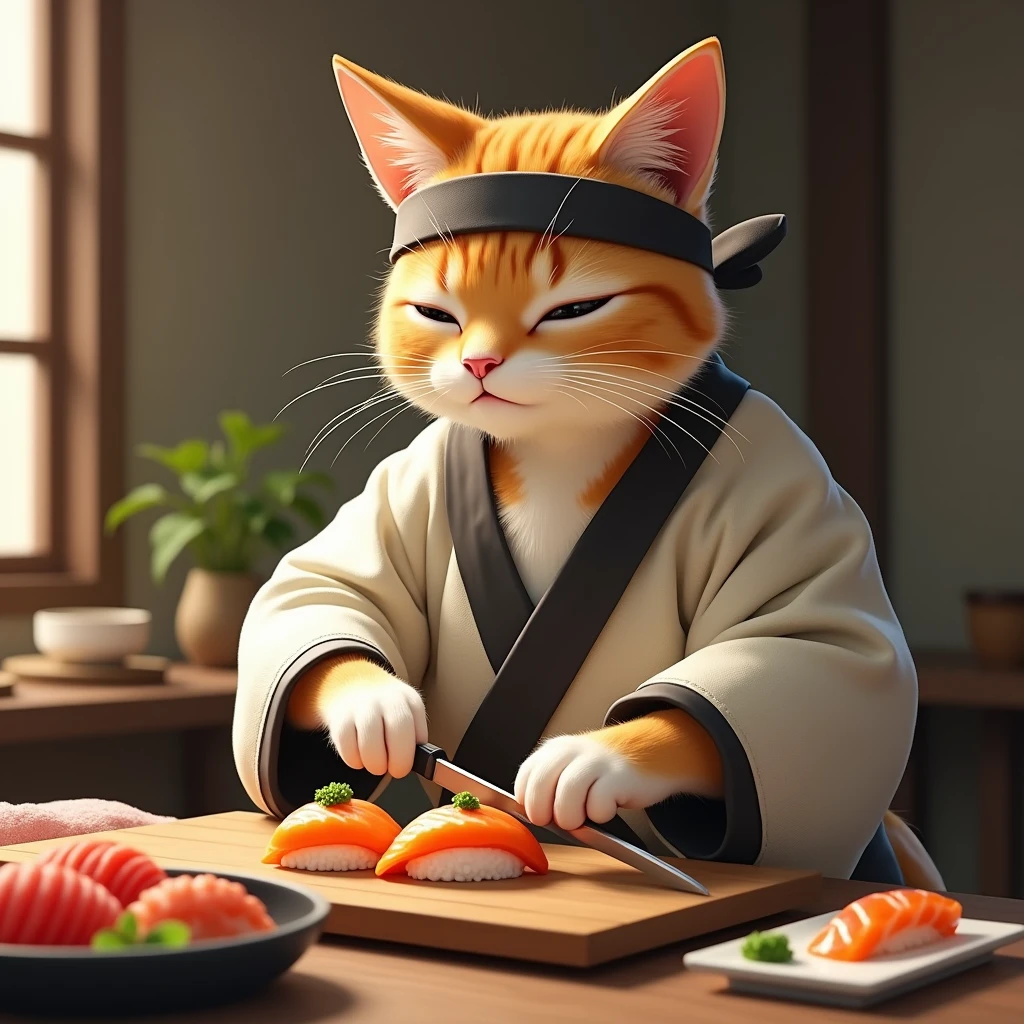 猫の寿司Craftsman Real Craftsman Headband Monk's working clothes Mr. Nekomura Housewife