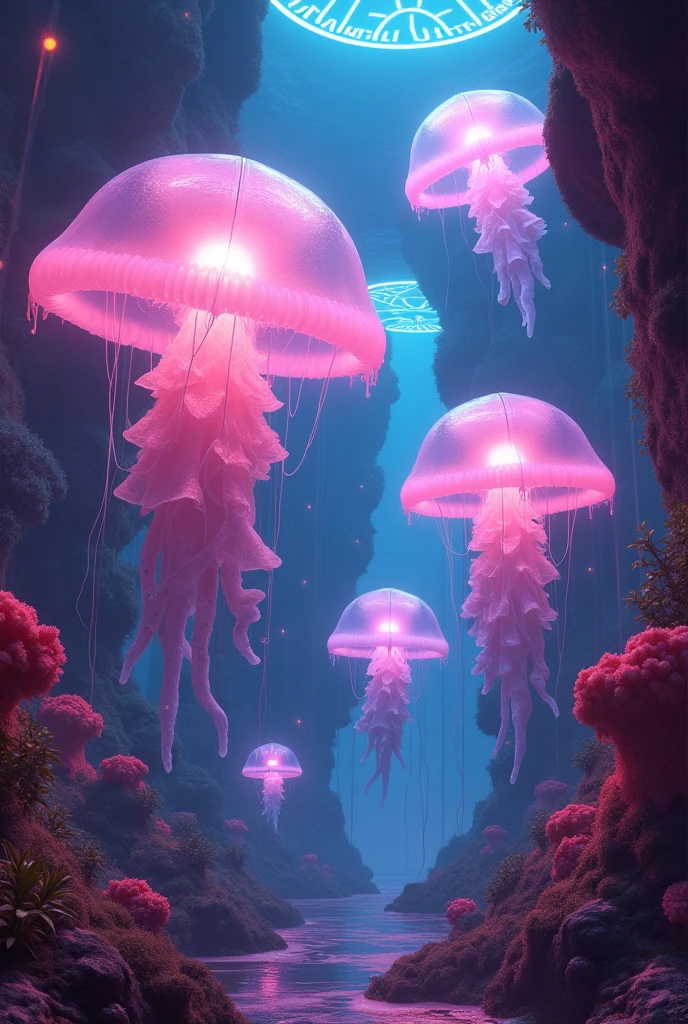 Jellyfish in a retrowave world