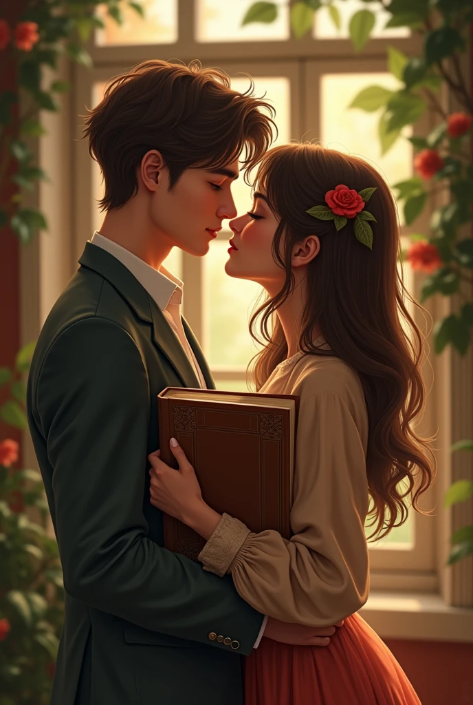 couple of lovers, holding books