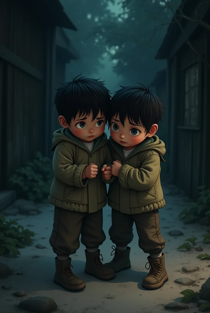 2 children protecting themselves from the darkness