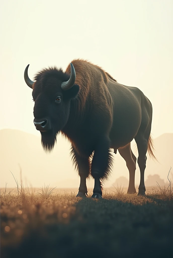 Double exposure silhouette bison