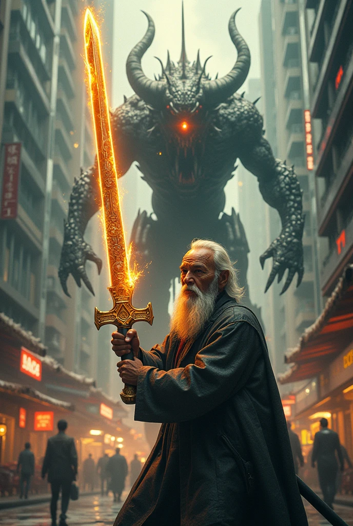 The Divine Sword is very powerful, the sword is beautiful, Bangkok in the future, the old man fights the demon of money.
