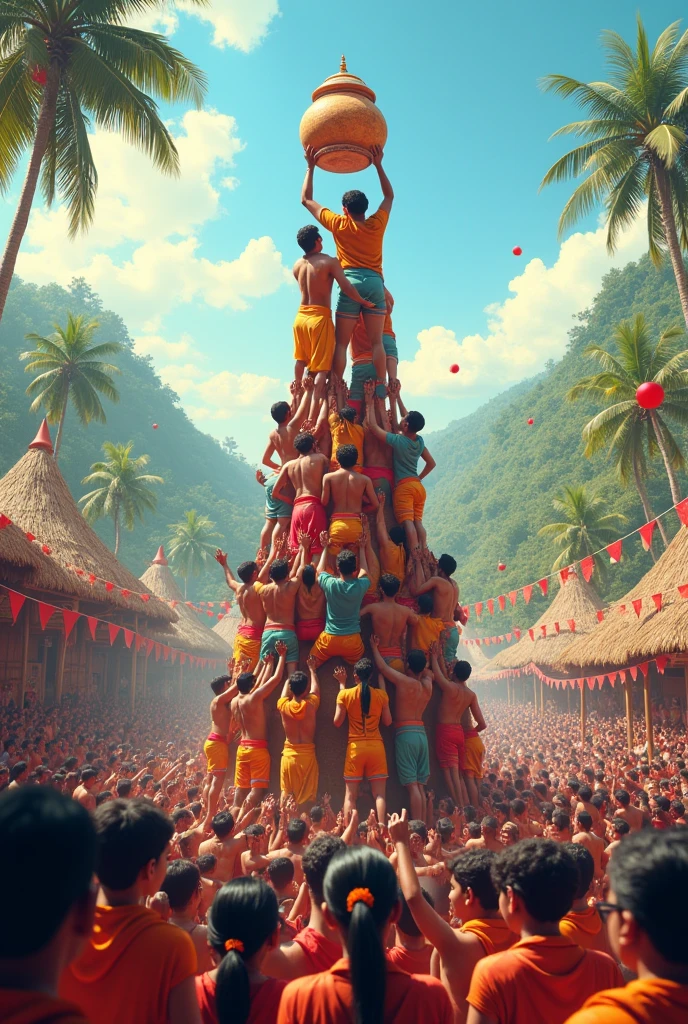 Dahi handi breaking festival in village
