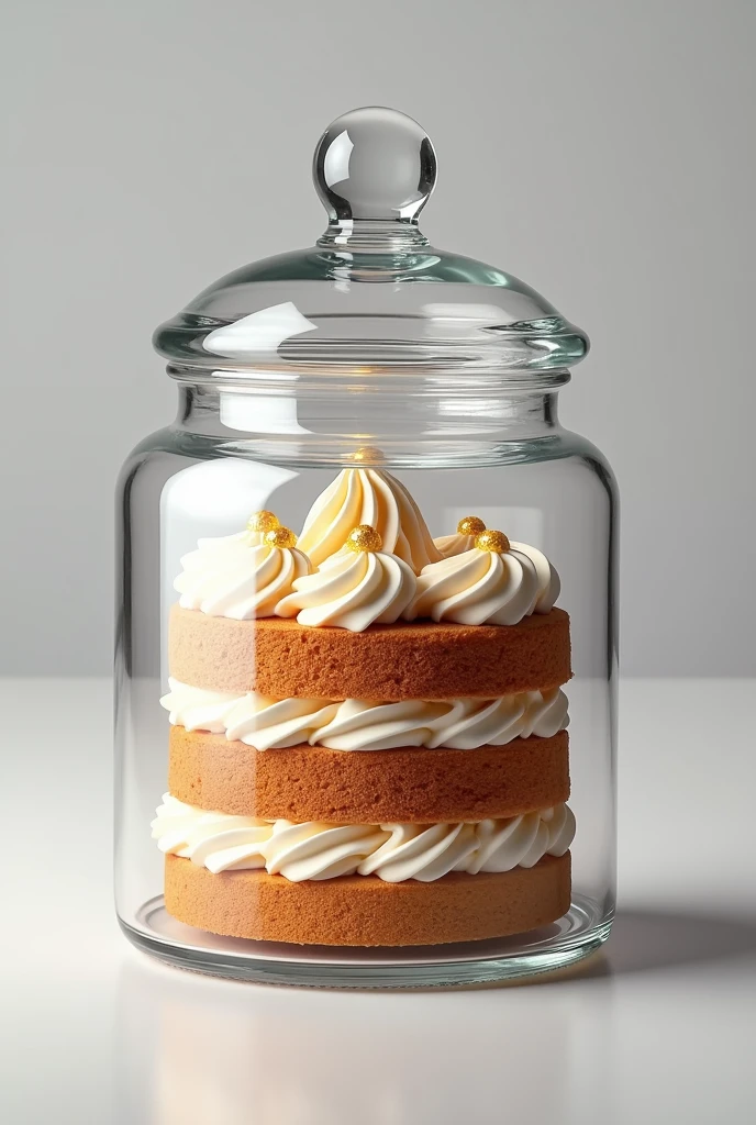a realistic image of cake in a jar