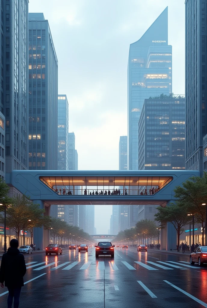 Futuristic Rectangular pedestrian overpass