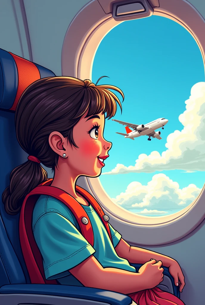 Comic of a girl on a plane 
