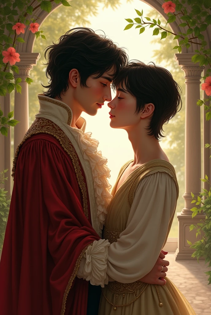 two boys, a black-haired Italian prince in love with a boy with Korean features