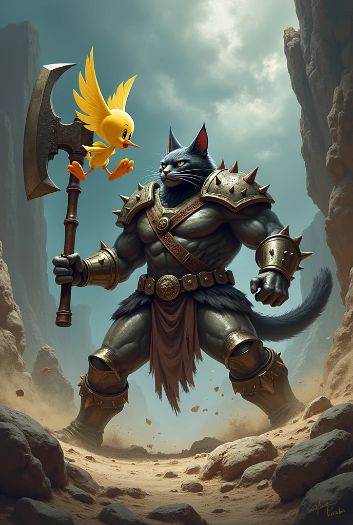 Sylvester and Tweety as warriors